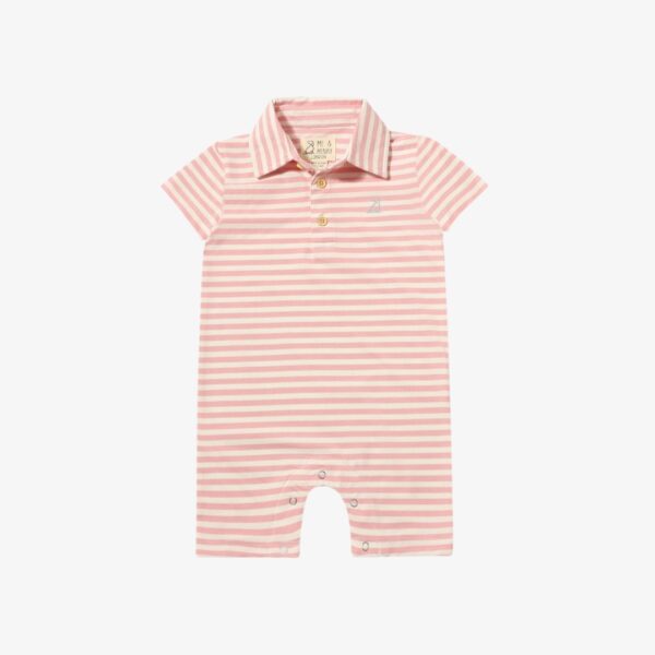 Romper Polo a Rayas Rosa Crema